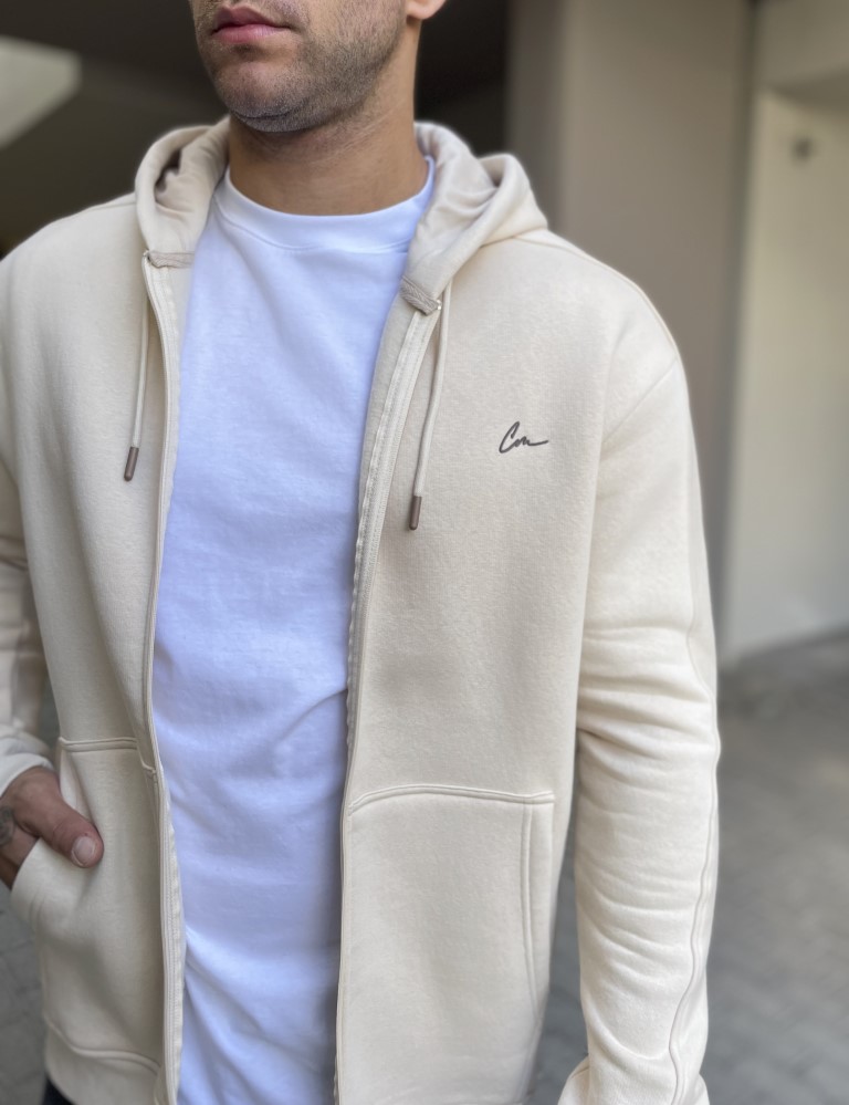 Ανδρική μπεζ ζακέτα φούτερ 4277B φωτογραφία